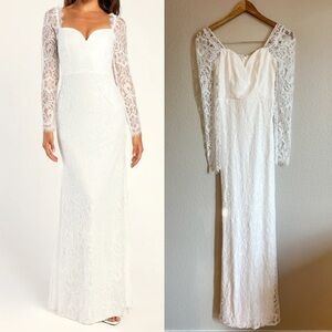 My Truest Love White Lace Long Sleeve Mermaid Maxi Dress